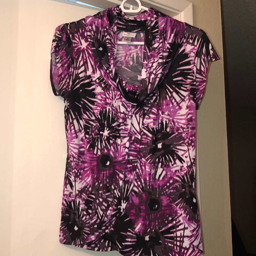 Multi color swoop neck blouse size S